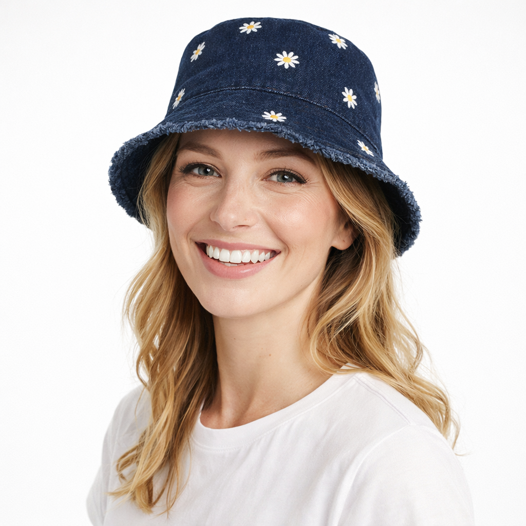 HS Buckethat - Margrietjes - zomerse accessoire - 5 kleuren - MODEL_FRONT