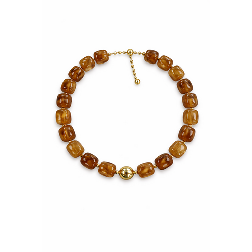 HS Ketting - In 10+ Kleuren - Met Gouden Touch - Donkerbruin Multi