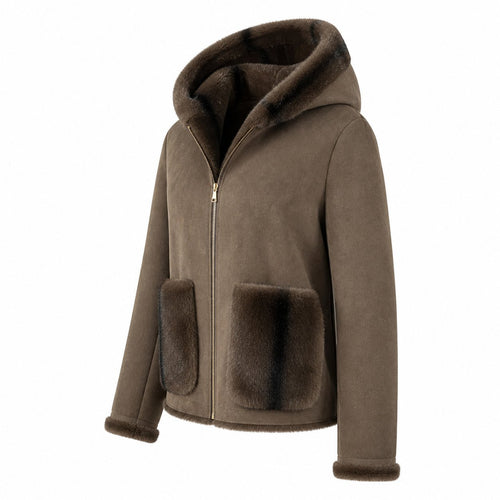 Reversible Jas - Bruin - Faux Fur & Suèdelook - One Size