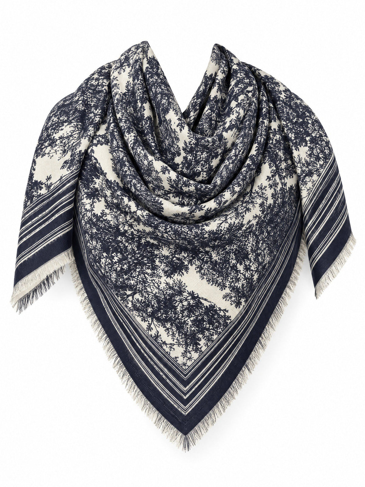 Vierkante Paisley Bloemensjaal met Franjes - 135x135 cm
