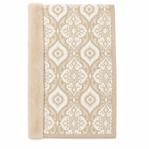 Geometrische Stola met Faux Fur Rand - 60x200 cm