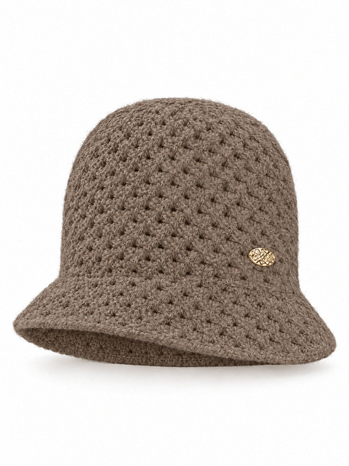 Gehaakte Bucket Hat met Gouden Plaatje