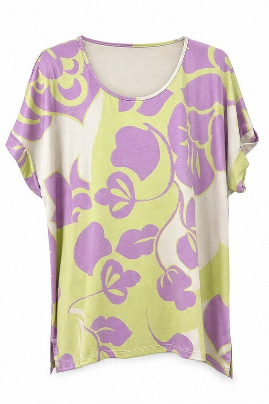 Joy top lime/lila/creme - Vooraanzicht ghost mannequin