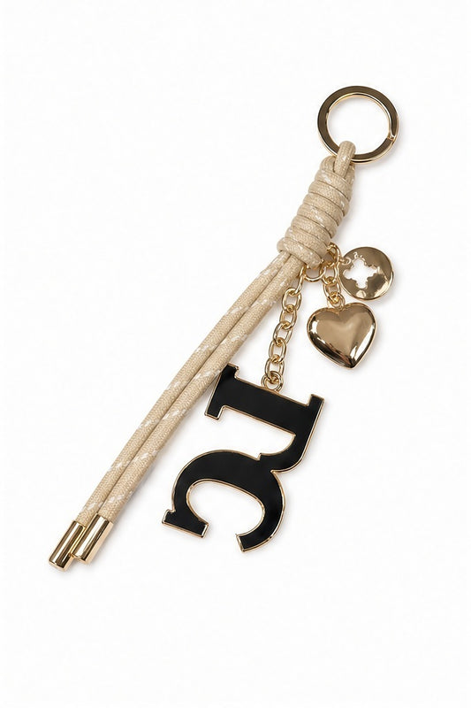 LC sleutelhanger zwart beige - zijaanzicht