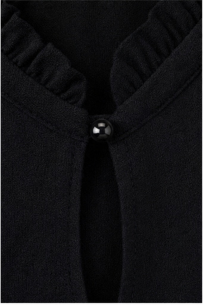 Stella Fiora top zwart - Detail stof, print en knopen