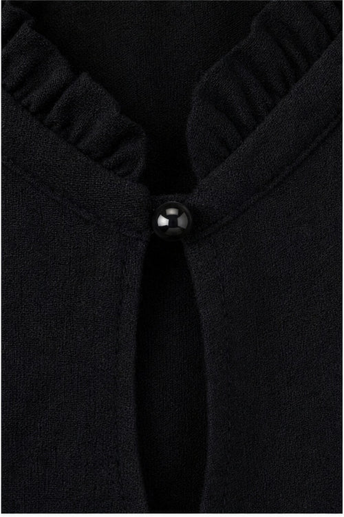Stella Fiora top zwart - Detail stof, print en knopen