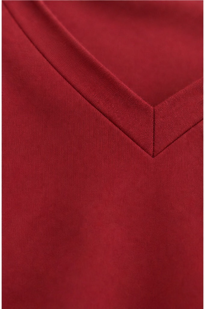 Stella Fiora top rood - Detail stof, print en knopen