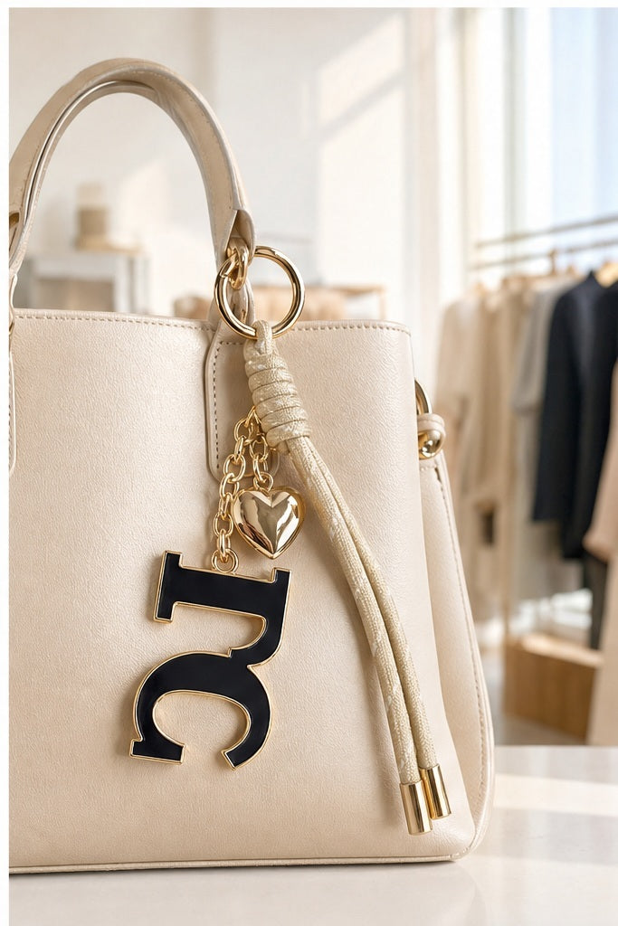 LC sleutelhanger zwart beige - sfeerbeeld