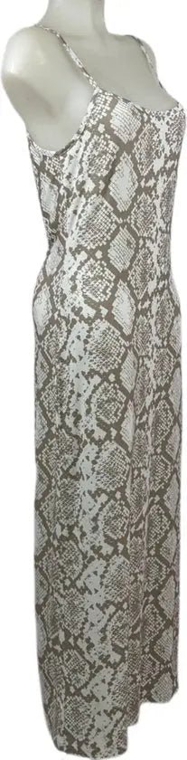 Angelle Milan – travelstof jurk voor dames – Beige/Witte Lange Jurk met Bandjes – Ademend – Kreukherstellend – Duurzame jurk - Mapsy B.V