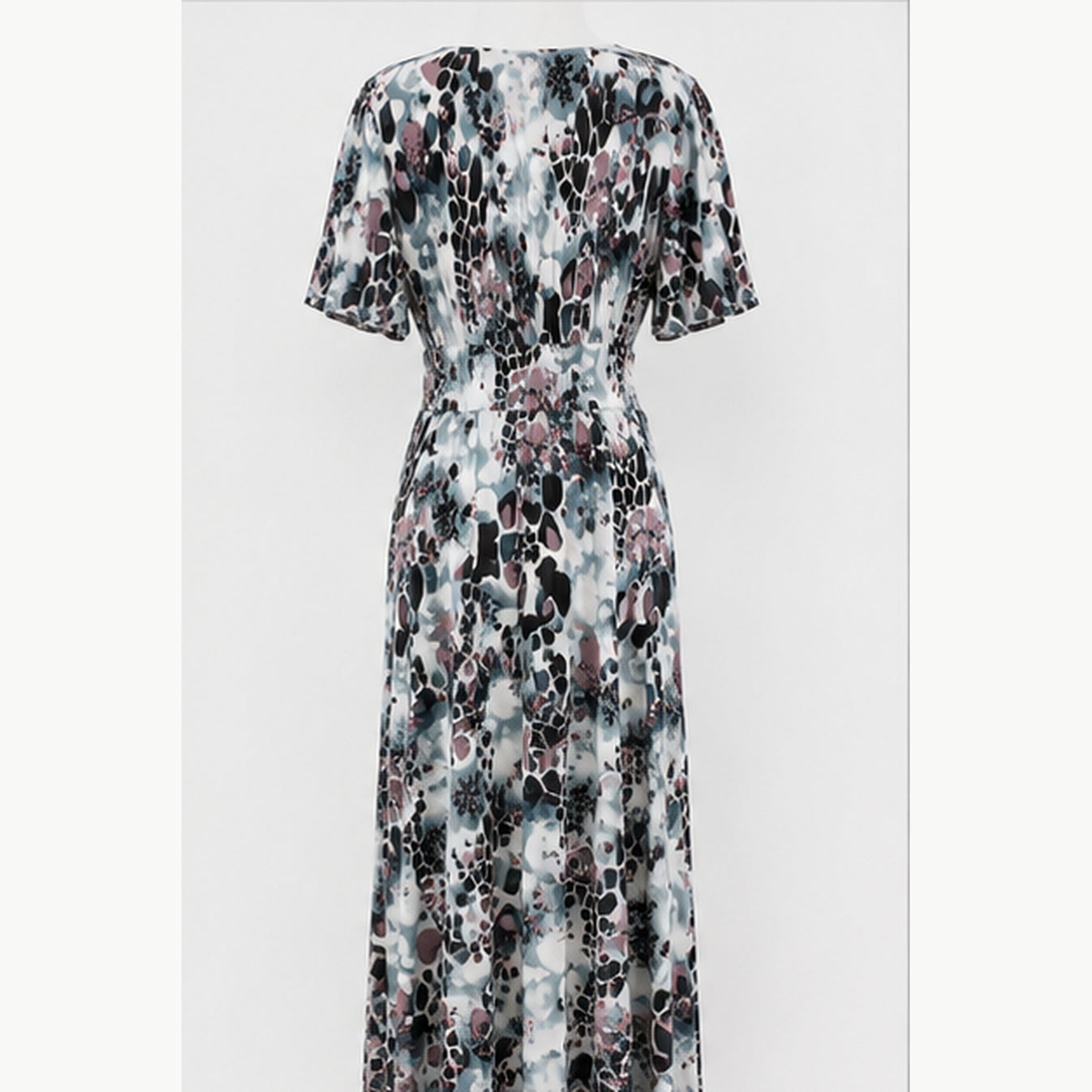 Jimi Fei Paris Maxi Jurk Dames - One Size - Grijs Mauve Animal Abstract - back