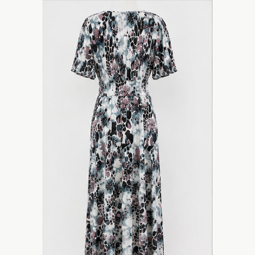 Jimi Fei Paris Maxi Jurk Dames - One Size - Grijs Mauve Animal Abstract - back