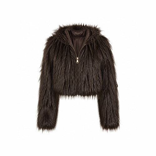 Shaggy Faux Fur Jas met Capuchon - One Size