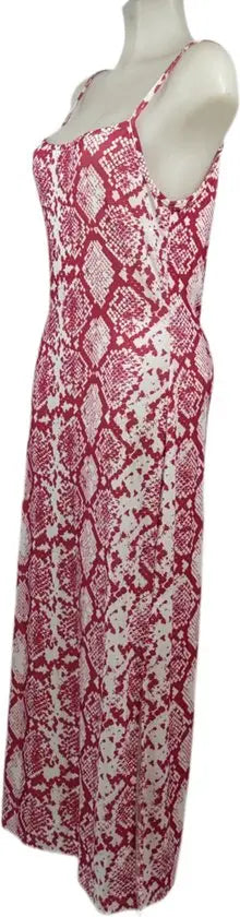 Angelle Milan – travelstof jurk – Roze/Witte Lange Jurk met Bandjes – Ademend – Kreukherstellend – Duurzame jurk - Mapsy B.V