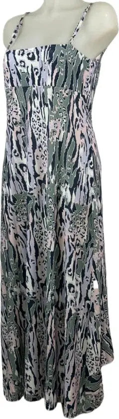 Angelle Milan – travelstof jurk – Roze/Lila-Grijze Lange Jurk met Bandjes – Ademend – Kreukherstellend – Duurzame jurk - Mapsy B.V