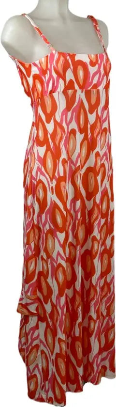 Angelle Milan – travelstof jurk – Roze/Oranje/Rood Lange Jurk met Bandjes – Ademend – Kreukherstellend – Duurzame jurk - Mapsy B.V