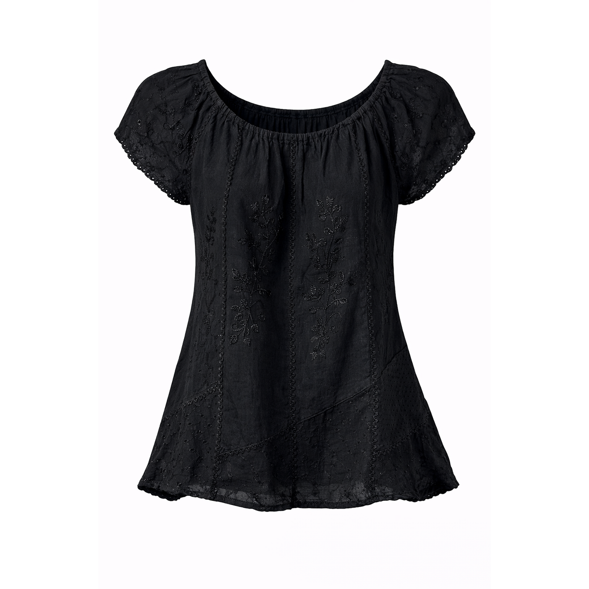 HS Zomerblouse - In 5+ Kleuren - Met tailleerkoord - Zwart