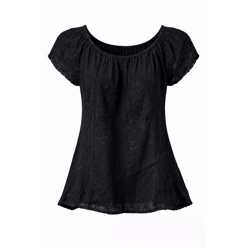 HS Zomerblouse - In 5+ Kleuren - Met tailleerkoord - Zwart