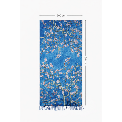 HS Schilderij Sjaal - In 5+ Designs - Dikkere stof - 202x72 cm - Amandelbloesem