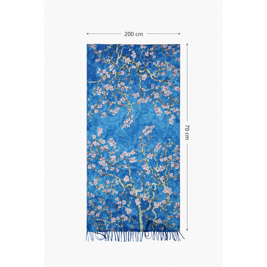 HS Schilderij Sjaal - In 5+ Designs - Dikkere stof - 202x72 cm - Amandelbloesem