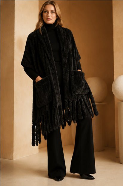 Faux Fur Poncho Sjaal