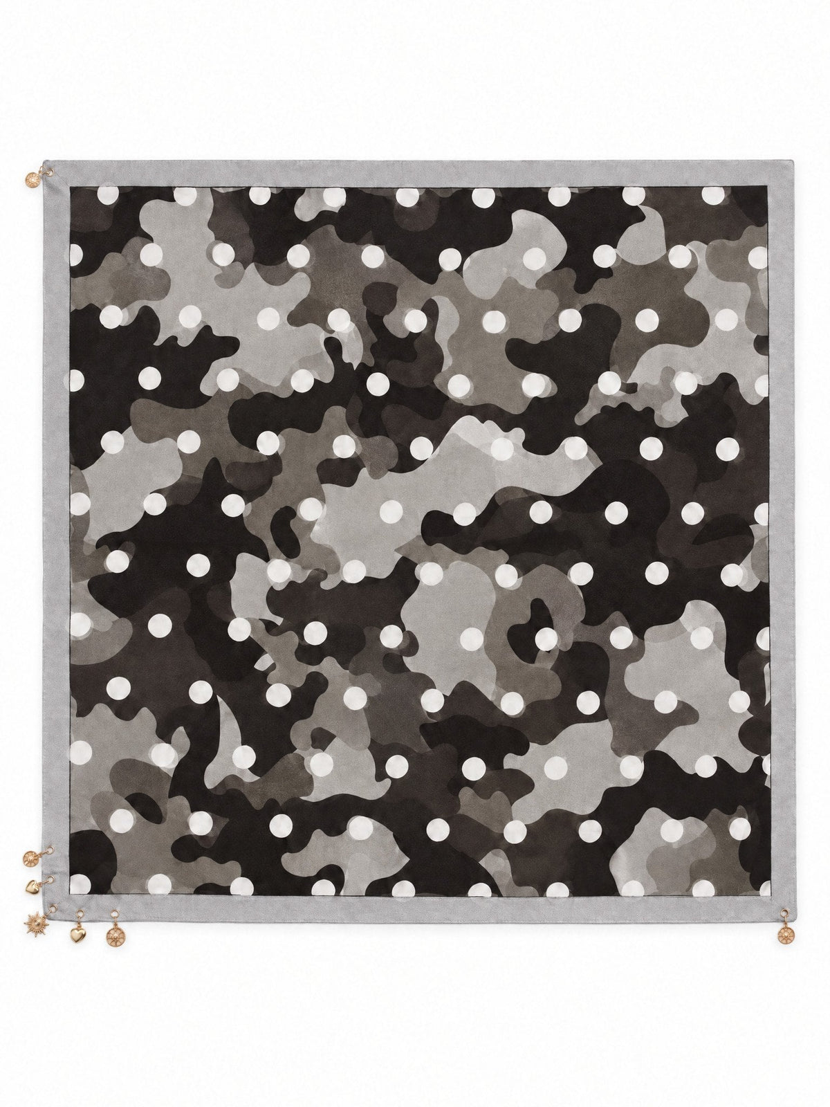 Camouflage Sjaal met Stippen en Gouden Bedeltjes