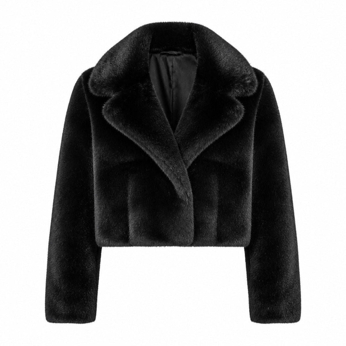 Faux Fur Jas Kort - One Size - Zwart & Beige