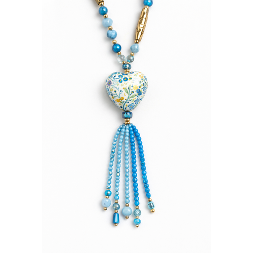 HS Lange Ketting - In 5+ Kleuren - Hartje - Blauw