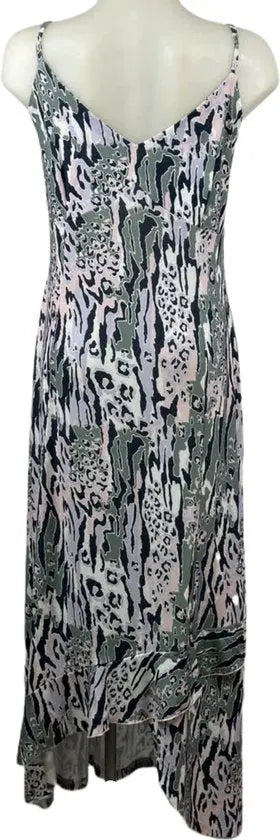 Angelle Milan – travelstof jurk – Roze/Lila-Grijze Lange Jurk met Bandjes – Ademend – Kreukherstellend – Duurzame jurk - Mapsy B.V