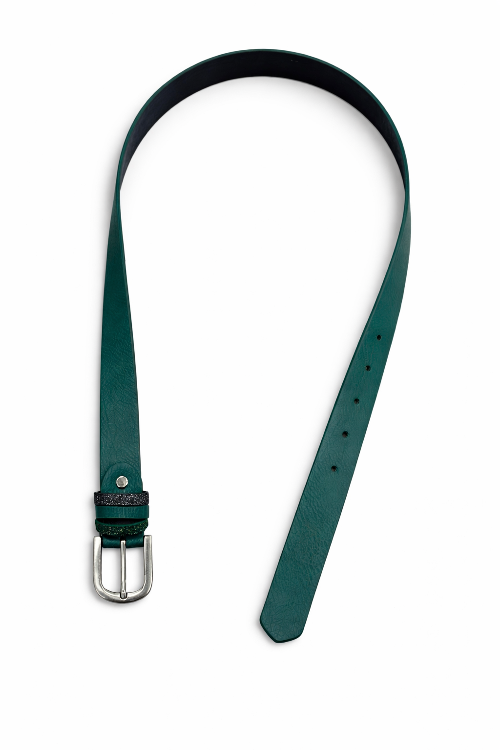 Basic damesriem met zilverkleurige gesp in petrol