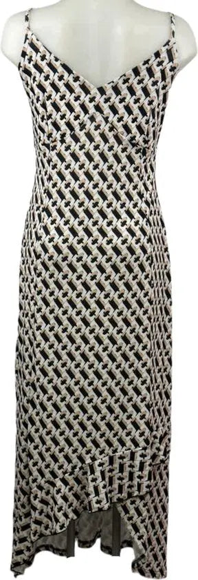 Angelle Milan – Travelkleding voor dames – Wit/Beige/Zwarte Lange Jurk met Bandjes – Ademend – Kreukherstellend – Duurzame jurk - Mapsy B.V