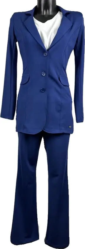 Angelle Milan – travelstof blazer voor dames – Blauw Jasje met 3 knopen – Ademend – Kreukherstellend – Duurzaam - Mapsy B.V
