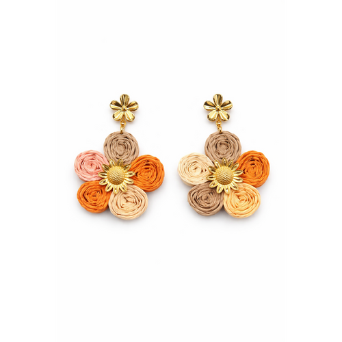 HS Oorbel - In 3 Kleuren - Bloem - Oranje