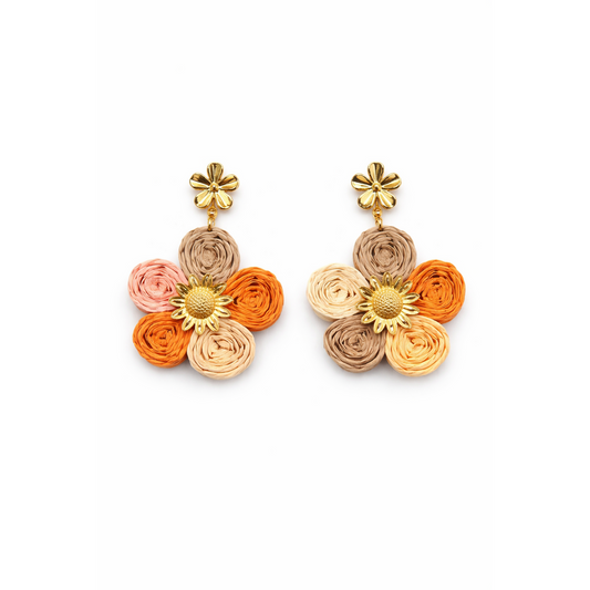 HS Oorbel - In 3 Kleuren - Bloem - Oranje