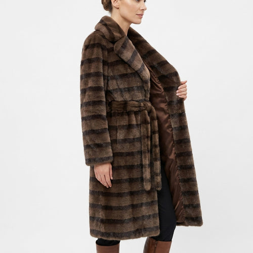 Lange Faux Fur Jas - Ceintuur