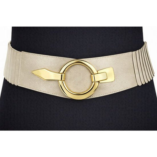 Tailleriem Dames - 20+ kleuren - Vegan Leer - Metalen Gesp - Elastisch - Beige Goud