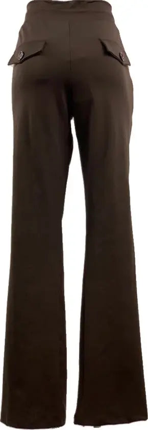 Angelle Milan – travelstof broek voor dames – Bruine Broek met Wijde Pijpen – Ademend – Kreukherstellend – Duurzame Broek - Mapsy B.V