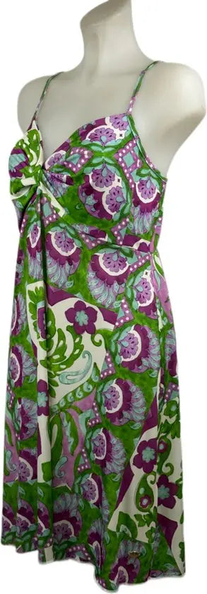 Angelle Milan – travelstof jurk – Groen/Paarse Jurk met Bandjes en Twist - Mouwloos – Ademend – Kreukherstellend – Duurzame jurk - Mapsy B.V