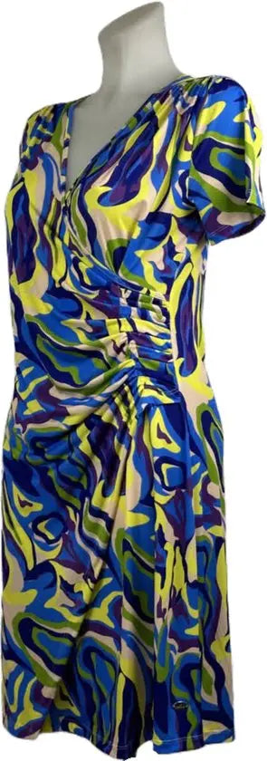 Angelle Milan – Travelkleding voor dames – Multikleur geplooide wave Jurk – Ademend – Kreukvrij – Duurzame Jurk - Mapsy B.V
