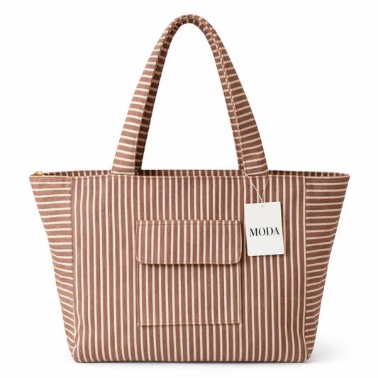 HS Tas - In 5 Kleuren - Big Shopper Badstof - Bruin