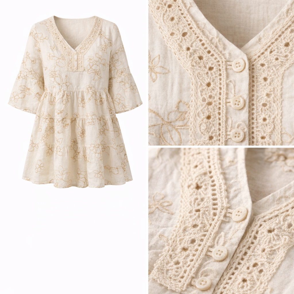 HS Zomerjurk - Luchtig - Free Size - comfortabele pasvorm - 2 kleuren - DETAIL