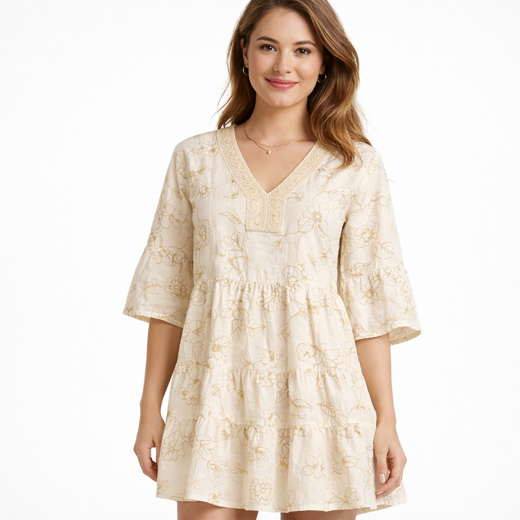 HS Zomerjurk - Luchtig - Free Size - comfortabele pasvorm - 2 kleuren - MODEL_FRONT