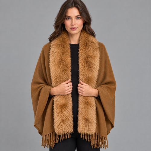 Stola met Faux Fur Kraag en Franjes, foto 4