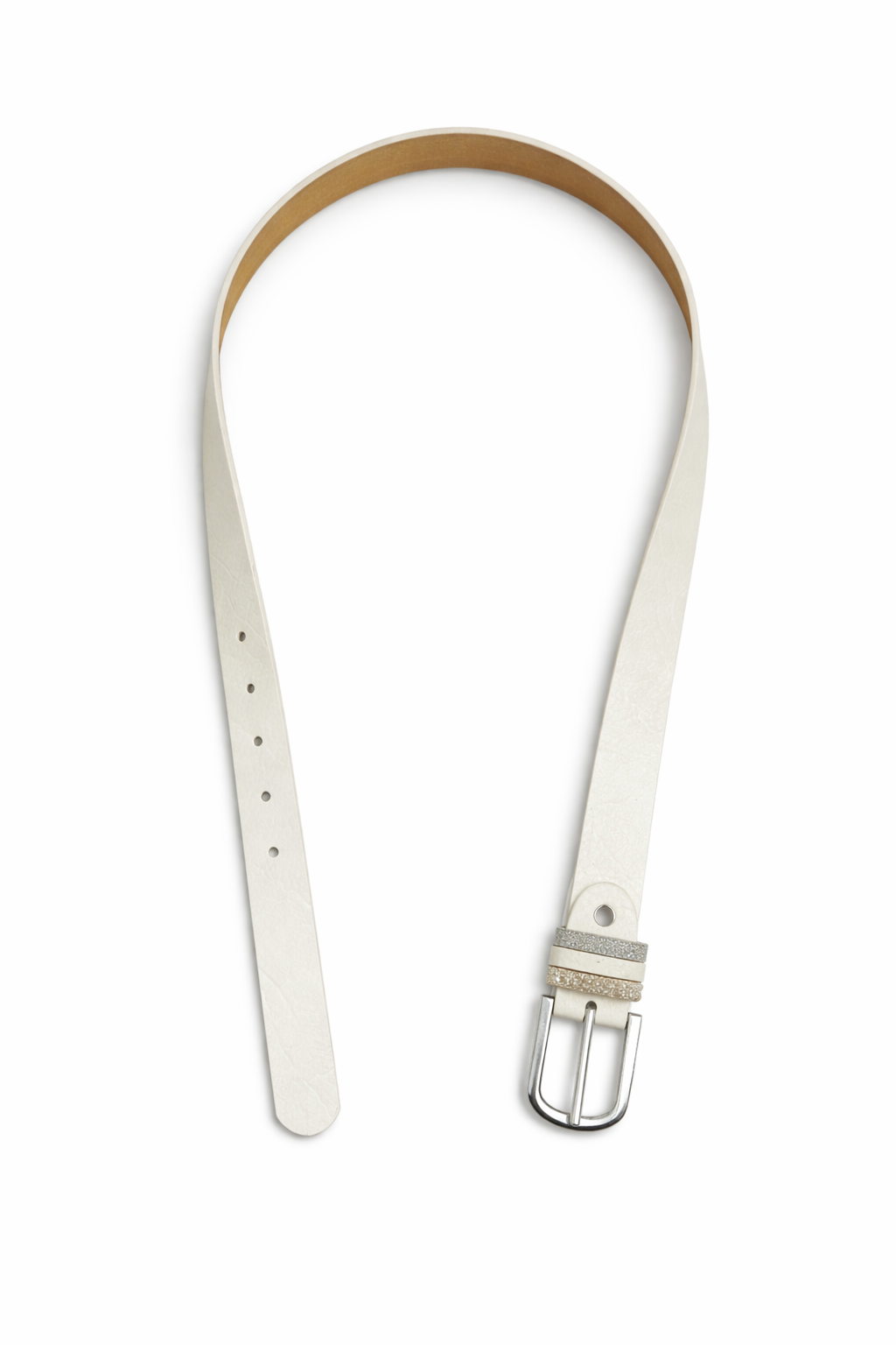 Basic damesriem met zilverkleurige gesp in offwhite