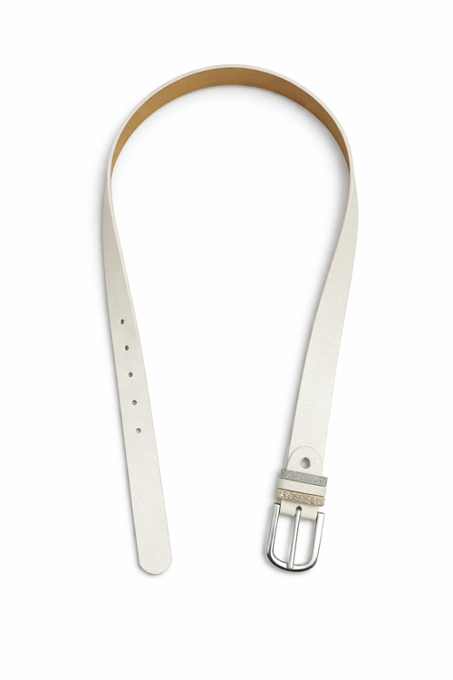 Basic damesriem met zilverkleurige gesp in offwhite
