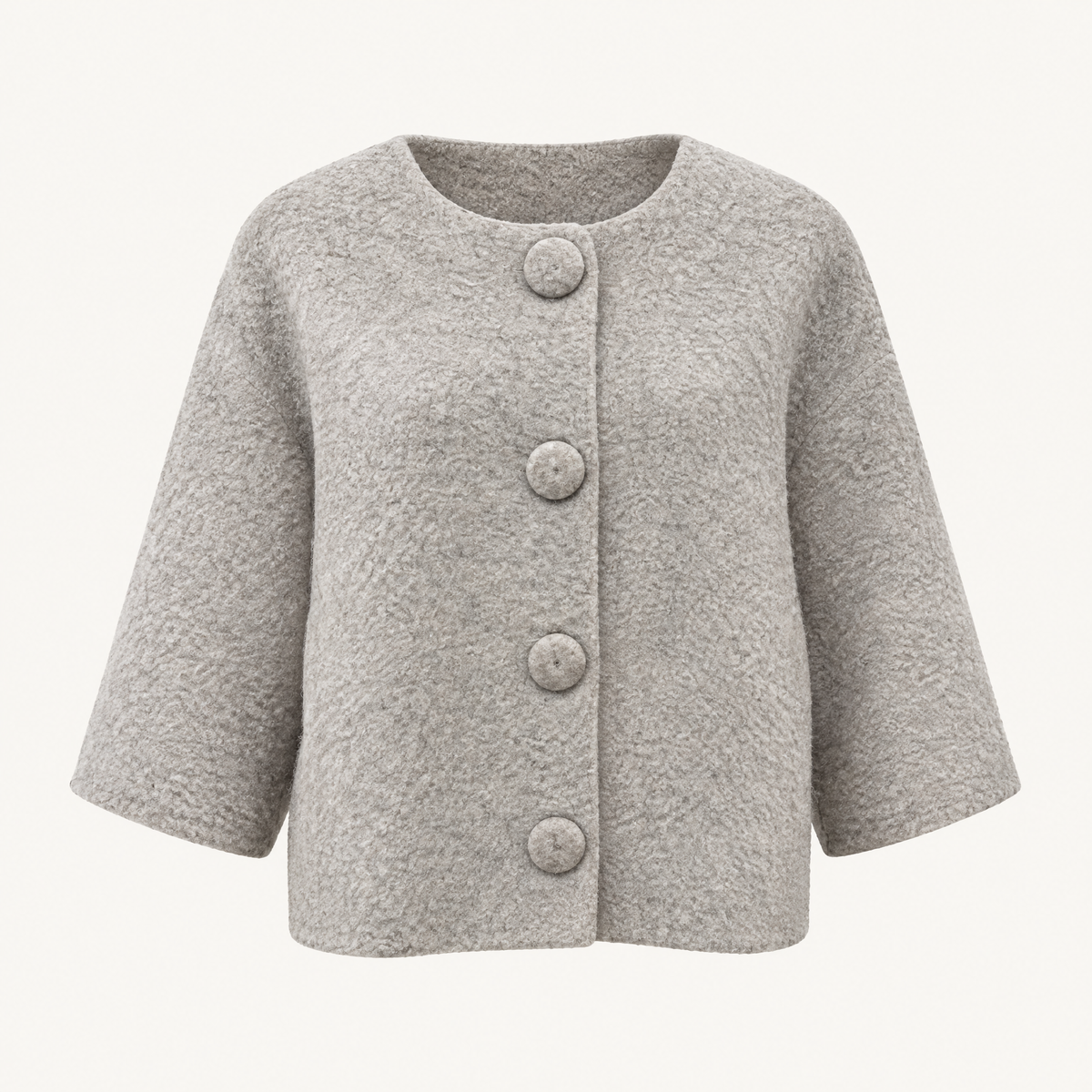 Bouclé Vestjasje met Grote Beklede Knopen, foto 6