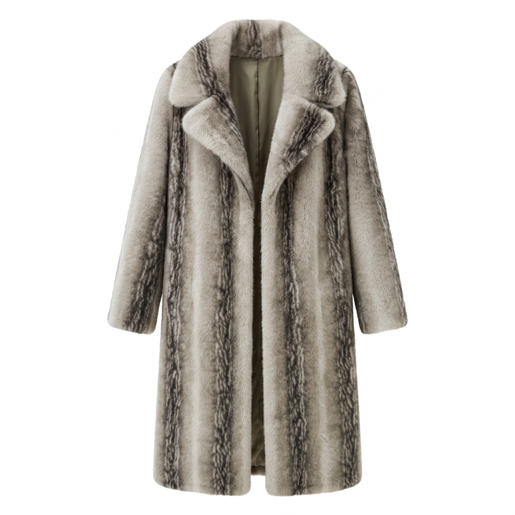 Faux Fur Jas - Grijze streep