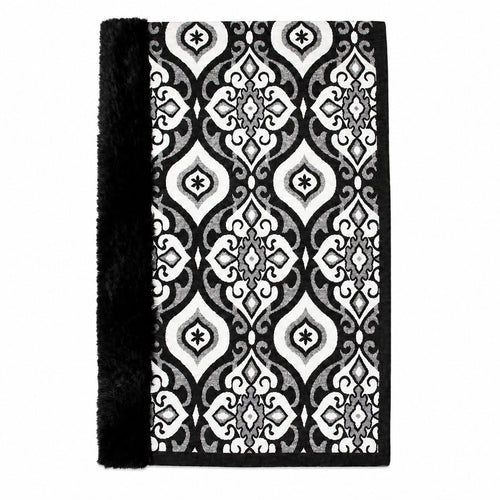 Geometrische Stola met Faux Fur Rand - 60x200 cm