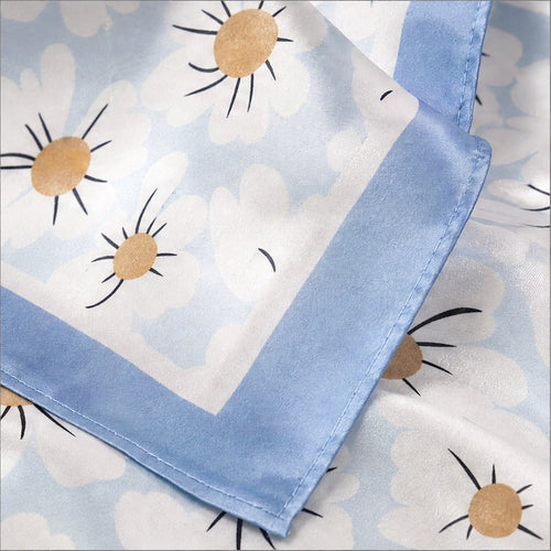 Vierkante Sjaal 70x70 Satijnlook – Madeliefjes