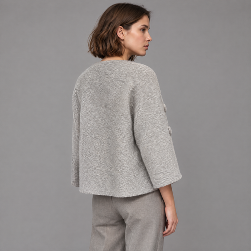 Bouclé Vestjasje met Grote Beklede Knopen, foto 5