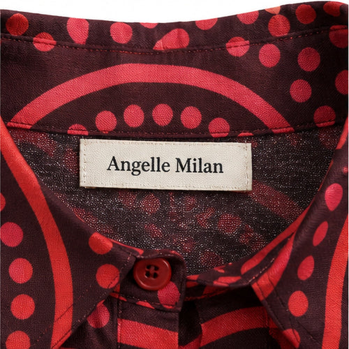 Angelle Milan Travelstof Blouse - Bordeaux Koraal Grafische Print